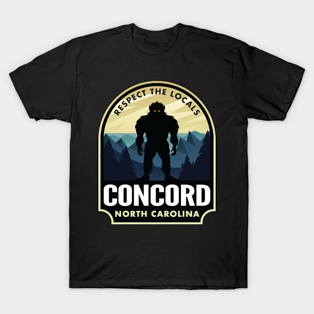 Concord North Carolina Bigfoot Sasquatch T-Shirt by HalpinDesign